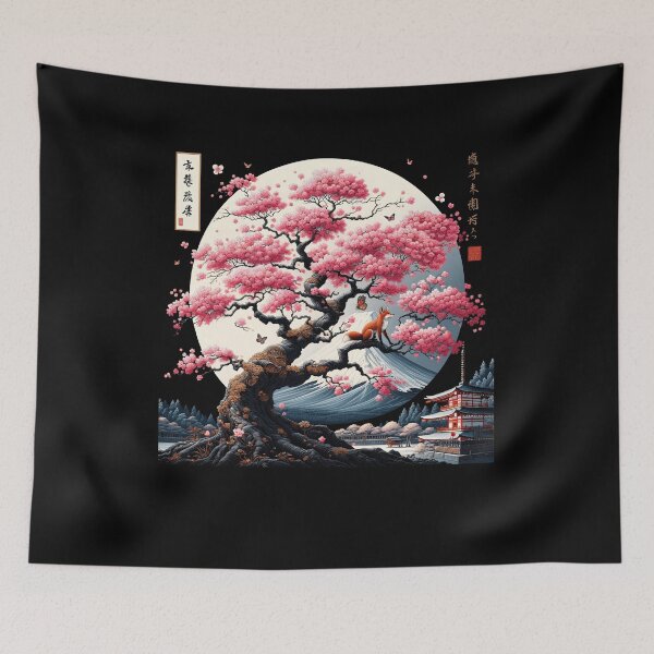 Item preview, Japanese Cherry Blossom Fuji Mount Fox Flower Tree designed and sold by Kimberley King Art  King Art.