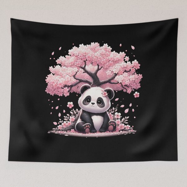 Item preview, Japanese Kawaii Panda Cherry Blossom Flower Tree designed and sold by Kimberley King Art  King Art.