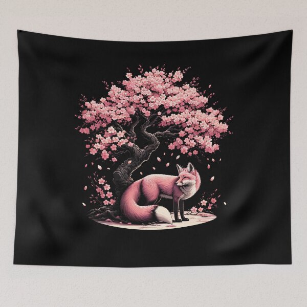 Item preview, Japanese Fox Cherry Blossom Flower Trees designed and sold by Kimberley King Art  King Art.