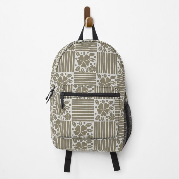 Item preview, Floral Checkered Pattern with Stripes in Earth Tones designed and sold by DColourMuse.