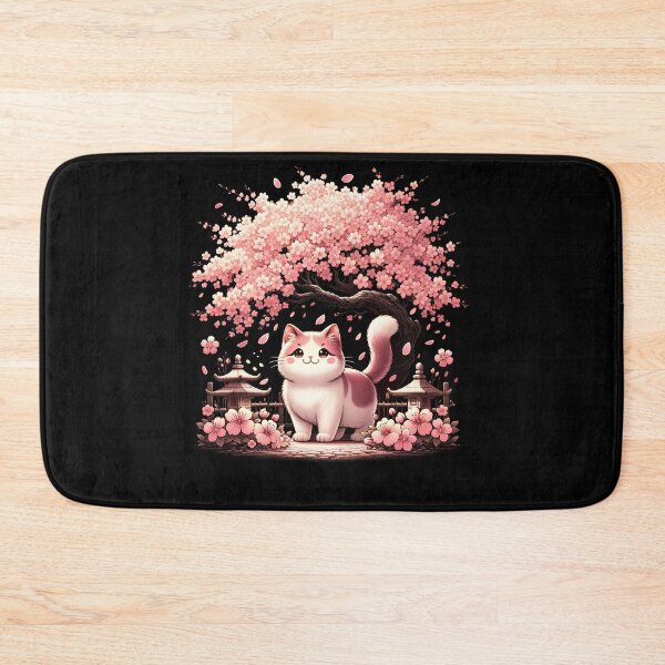 Item preview, Japanese Kawaii Cat Neko Cherry Blossom Flower Trees designed and sold by Kimberley King Art  King Art.