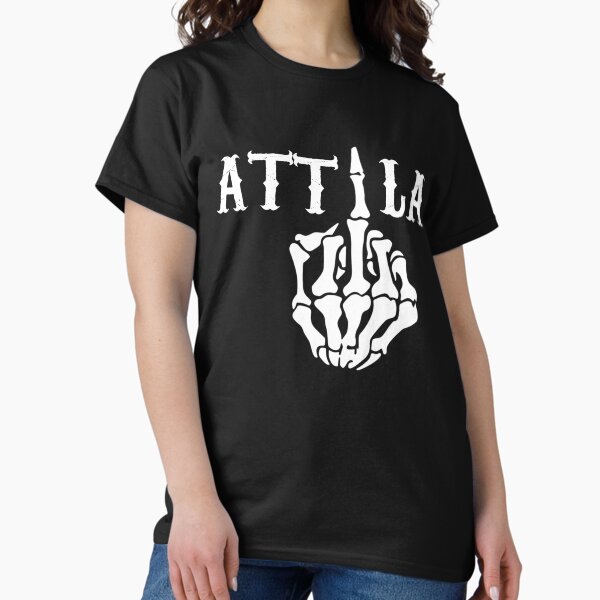 Vista previa del artículo con la obra «Logotipo divertido del dedo medio - Atila», diseñado y vendido por Deathandfriends.