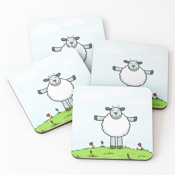 Item preview, Happy Sheep on Green Lawn – Cute Animal Art Print designed and sold by Tattyarts.