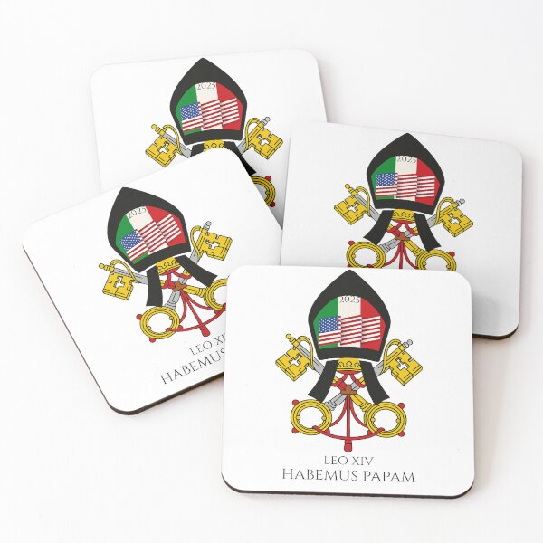 Item preview, Leo XIV Habemus Papam 2025 – Pope Inspired Emblem Design, Modern papal crest with USA and Italy flags and 'Habemus Papam designed and sold by DeViouSPhoto.