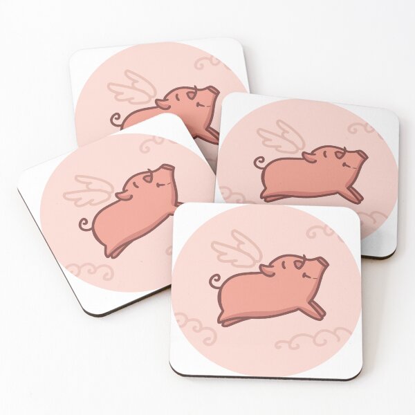 Item preview, Flying Pink Pig – Funny Whimsical Art Print  designed and sold by Tattyarts.