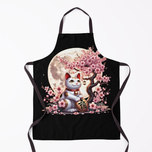 Item preview, Maneki Neko Japanese Lucky Cat Cherry Blossom Moon designed and sold by Kimberley King Art King Art.