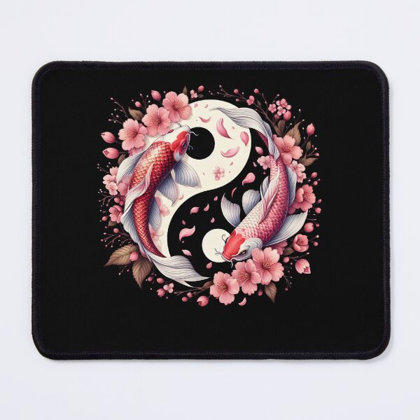 Artikelvorschau, Yin Yang Nishikigoi Karpfenfisch Nishikigoi Kirschblüte Ästhetische japanische Kunst entworfen und verkauft von Kimberley King Art King Art.