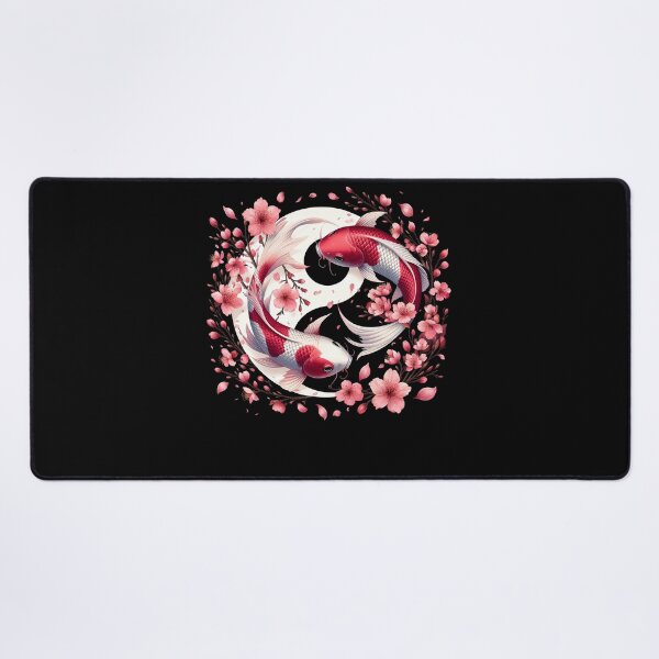 Item preview, Japanese Yin Yang Nishikigoi Carp Fish Nishikigoi Cherry Blossom Flower Aesthetic designed and sold by Kimberley King Art  King Art.