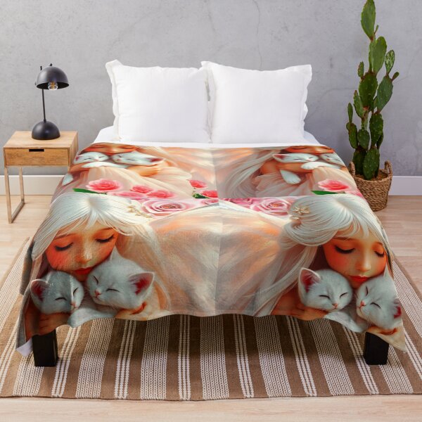 Item preview, Heavenly Embrace – White Angel with Kitties and Roses in a Pastel Dream designed and sold by EvaAngel.
