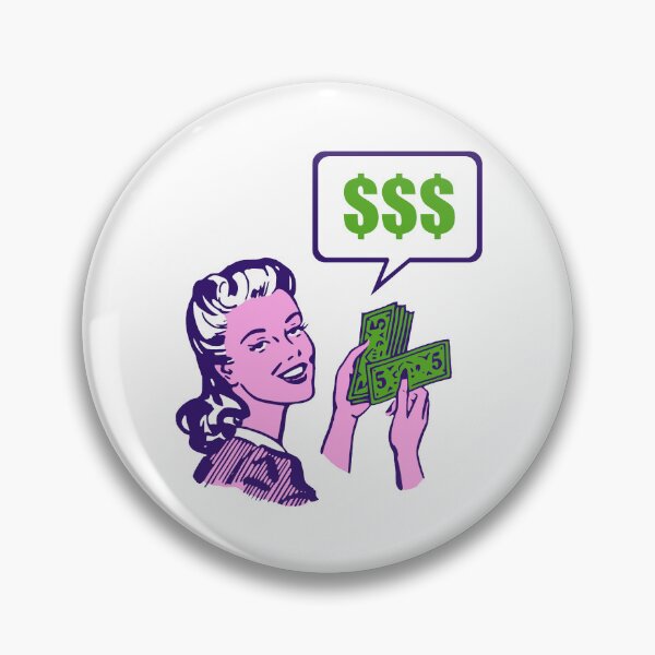 Item preview, Retro Woman With Cash Dollars designed and sold by Traveldrawings.