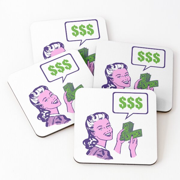 Item preview, Retro Woman With Cash Dollars designed and sold by Traveldrawings.