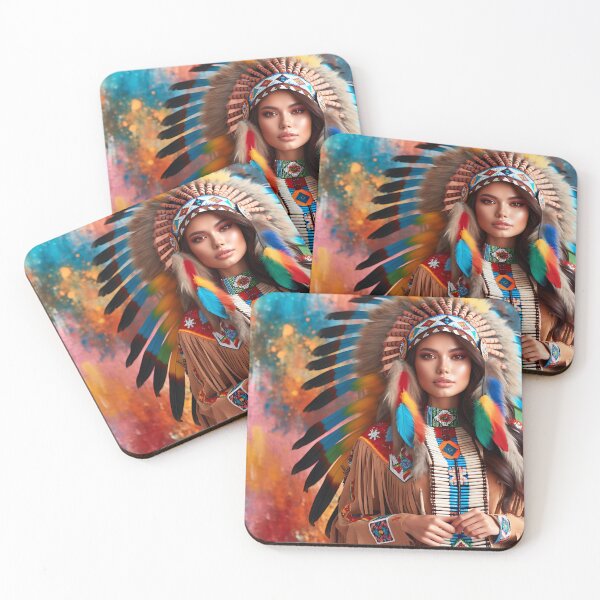 Aperçu de l'œuvre Beauté indigène, générée par l'IA, portrait, tenue imaginative créée et vendue par HerbertFlenner.