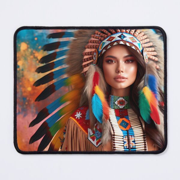 Item preview, Indigenous beauty, AI generated, portrait, imaginative outfit designed and sold by HerbertFlenner.