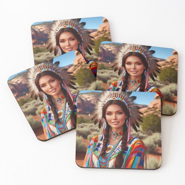 Item preview, Indigenous beauty, AI generated, portrait, imaginative outfit designed and sold by HerbertFlenner.