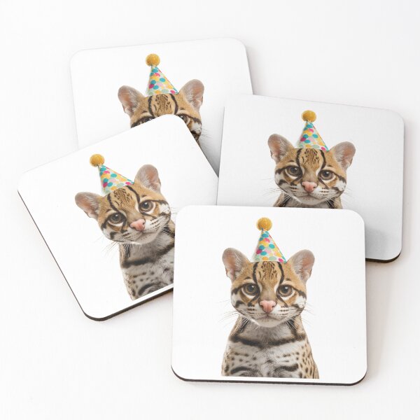 Item preview, Cute Ocelot with Party Hat Birthday Celebration designed and sold by LazyOwlStore.