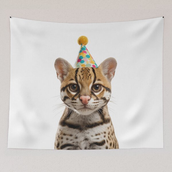 Item preview, Cute Ocelot with Party Hat Birthday Celebration designed and sold by LazyOwlStore.