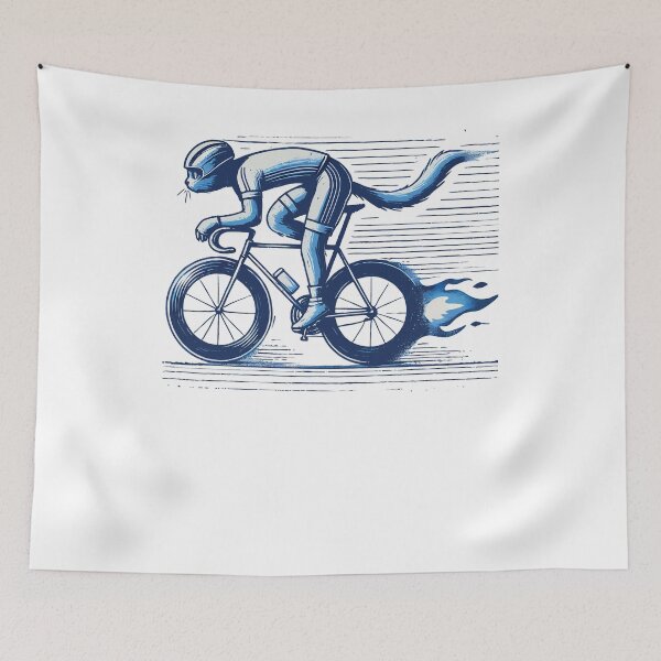 Item preview, Cat On Bike In Retro Style For Bike Fans designed and sold by LuminOrb.