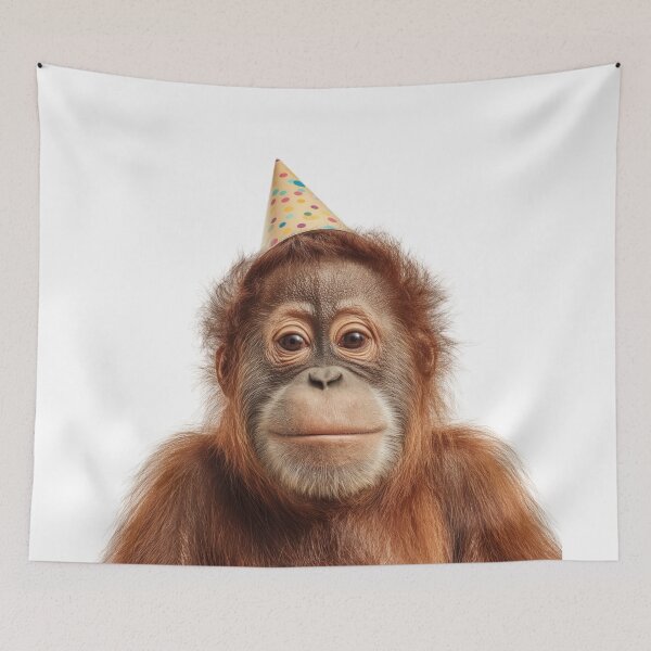 Item preview, Cute Orangutan with Party Hat Birthday Celebration designed and sold by LazyOwlStore.