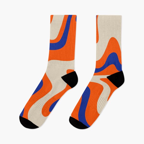 Item preview, Bold and Groovy Retro Liquid Swirl Abstract Pattern Orange Cobalt designed and sold by kierkegaard.