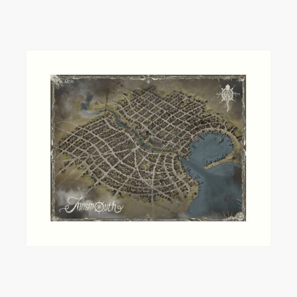 Item preview, Innsmouth Map - Hand-Drawn Lovecraftian World designed and sold by QatlasMap Shop.