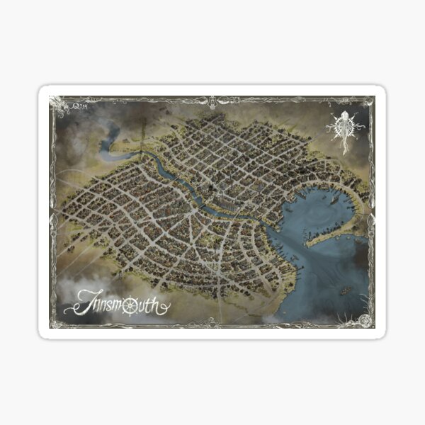 Innsmouth Map - Hand-Drawn Lovecraftian World Sticker