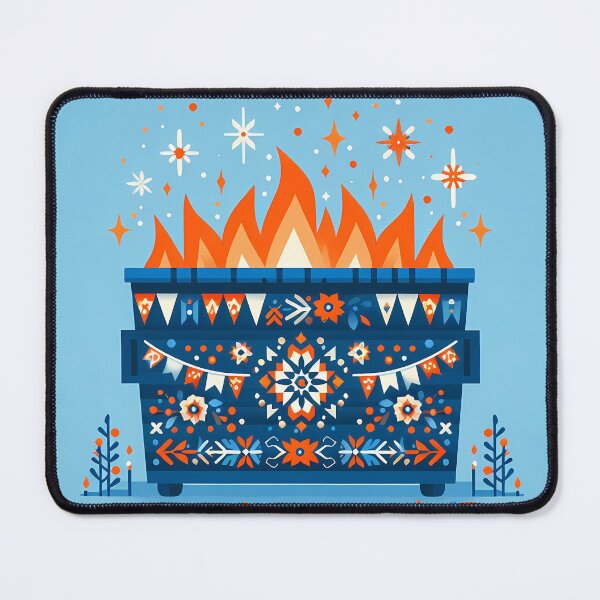 Item preview, Scandinavian Folk Art Blue Dumpster Fire with Scattered Stars and Gentle Flames by heidiannemorris © designed and sold by FOLK ART FUSION.
