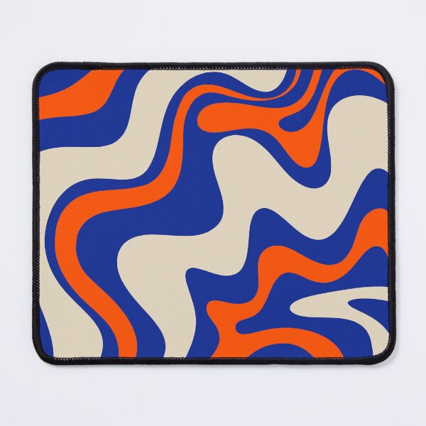 Item preview, Bold and Groovy Retro Liquid Swirl Abstract Pattern Cobalt Blue and Orange 2 designed and sold by kierkegaard.