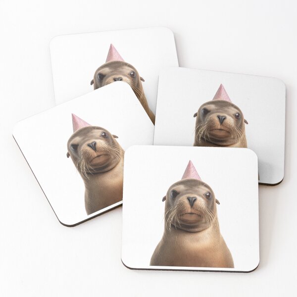 Item preview, Cute Sea Lion with Party Hat Birthday Celebration designed and sold by LazyOwlStore.