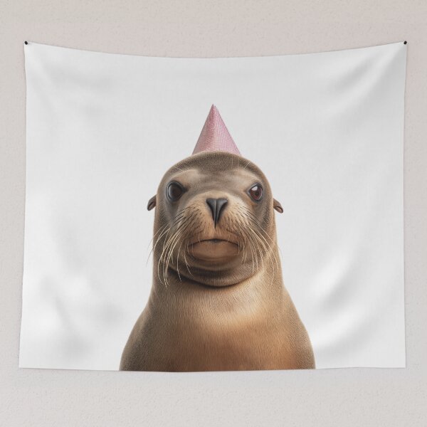 Item preview, Cute Sea Lion with Party Hat Birthday Celebration designed and sold by LazyOwlStore.