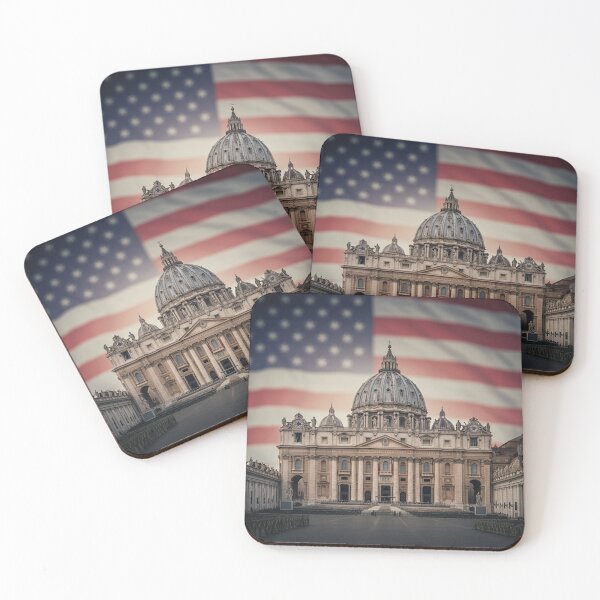 Item preview, St. Peter's Basilica Behind the American Flag – Symbolic Patriotic Religious Art designed and sold by VintageManiac.