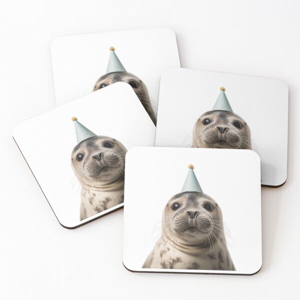 Item preview, Cute Seal with Party Hat Birthday Celebration designed and sold by LazyOwlStore.