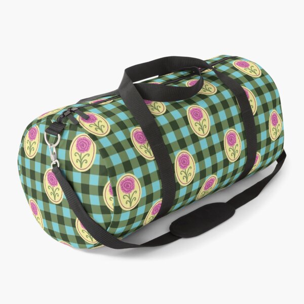 Item preview, Pink Carnations Floral Block Print on Olive Green and Aqua Gingham Pattern designed and sold by scome.