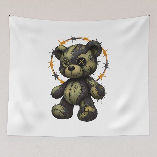 Item preview, Dark Punk Voodoo Teddy Bear with Barbed Halo Illustration designed and sold by ArtbotsGallery.
