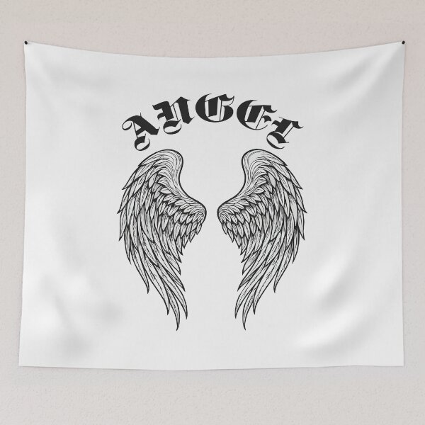 Item preview, Agel wings outline drawing and text angel gothic designed and sold by EchoOfSilence.