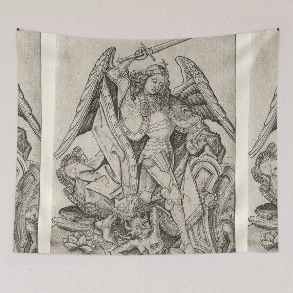 Item preview, Saint Michael, 1450–67. Master ES (German, active 1450–67). Engraving designed and sold by Vintage Designs +.