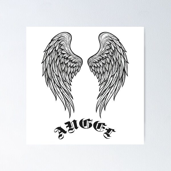 Item preview, Agel wings outline drawing and text angel gothic designed and sold by EchoOfSilence.
