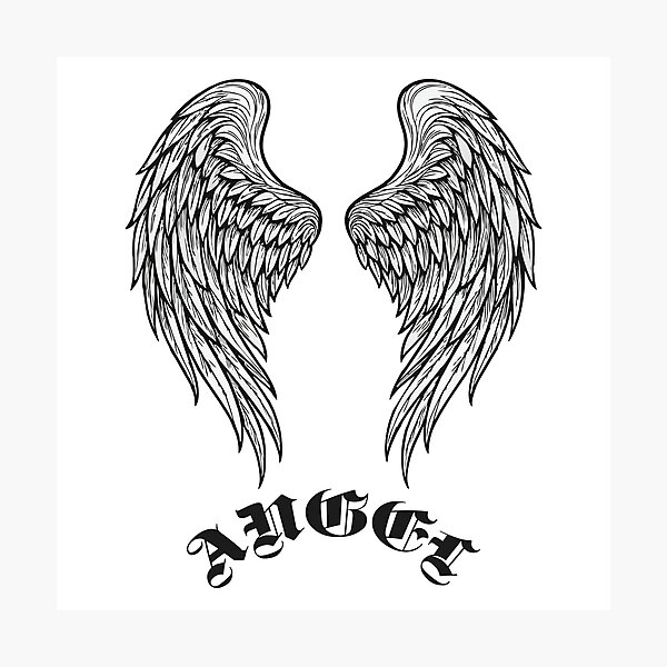 Item preview, Agel wings outline drawing and text angel gothic designed and sold by EchoOfSilence.