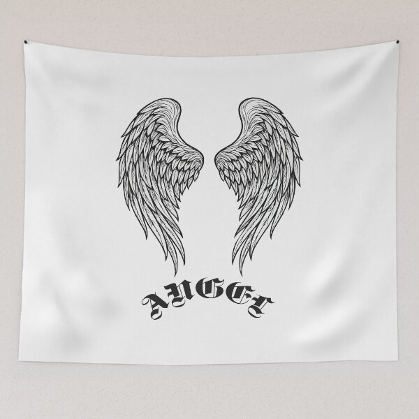 Item preview, Agel wings outline drawing and text angel gothic designed and sold by EchoOfSilence.