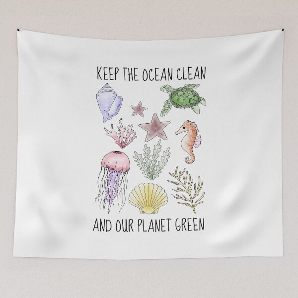Item preview, Keep the Ocean Clean – Ocean Conservation Design with Marine Animals designed and sold by RockFireMerch.