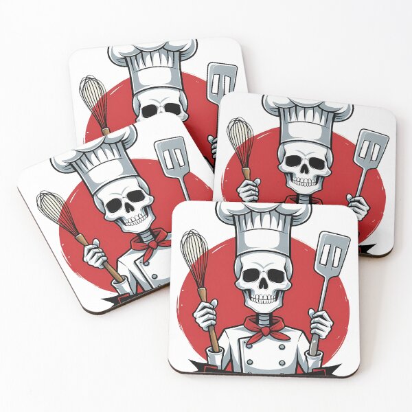 Item preview, Chef skull wearing a tall chef’s hat holding a whisk and spatula designed and sold by EnigmaVoid.