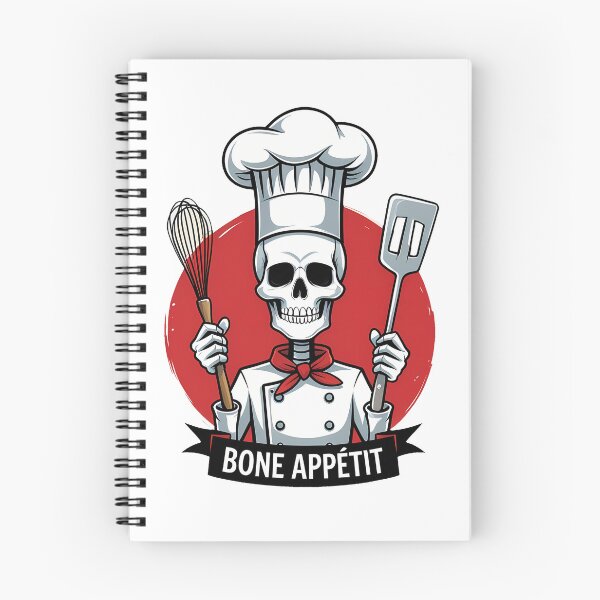 Item preview, Chef skull wearing a tall chef’s hat holding a whisk and spatula designed and sold by EnigmaVoid.