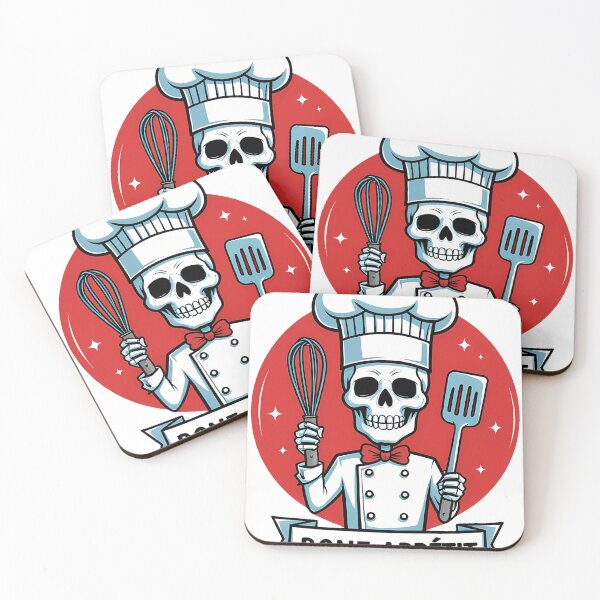 Item preview, Chef skull wearing a tall chef’s hat holding a whisk and spatula designed and sold by EnigmaVoid.