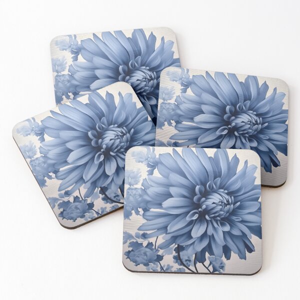 Item preview, Powder Blue Dahlia Bloom - Elegant Floral Monochrome Art designed and sold by jennifer-sue.