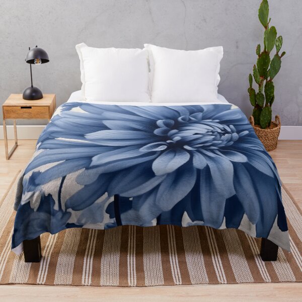 Item preview, Powder Blue Dahlia Bloom - Elegant Floral Monochrome Art designed and sold by jennifer-sue.