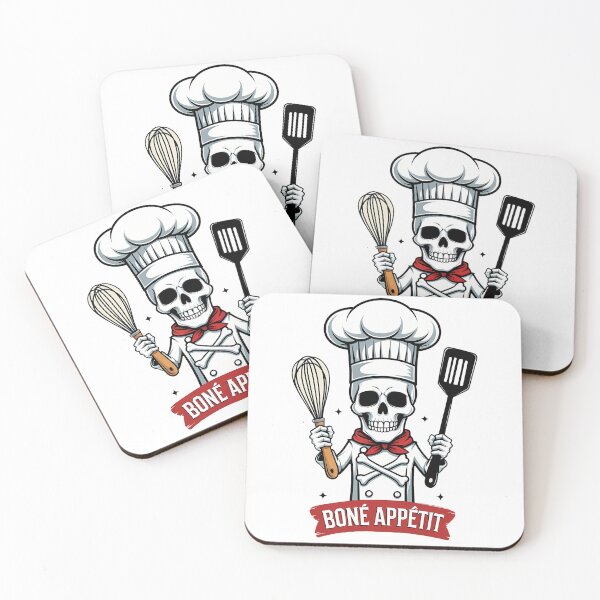 Item preview, Chef skull wearing a tall chef’s hat holding a whisk and spatula designed and sold by EnigmaVoid.
