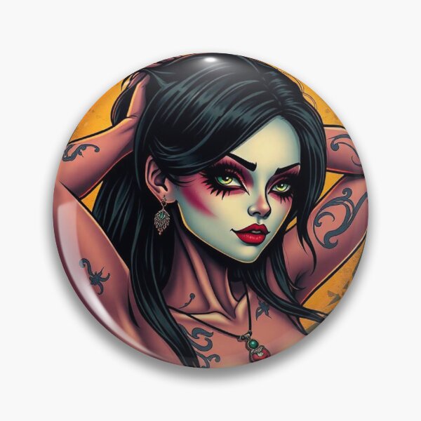 Item preview, Tattooed Goth Girl beautiful pinup poster art designed and sold by Vintage Designs +.