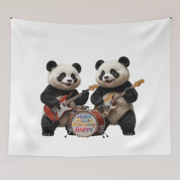 Item preview, Music Makes Everyone Happy – Cute Panda Band Design designed and sold by AleksKos.