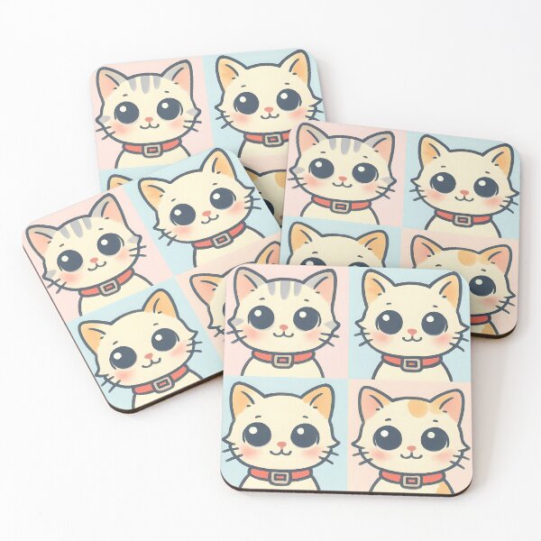 Item preview, Cute Cartoon Cats in a 2x2 Grid Design designed and sold by PrintandJoy.