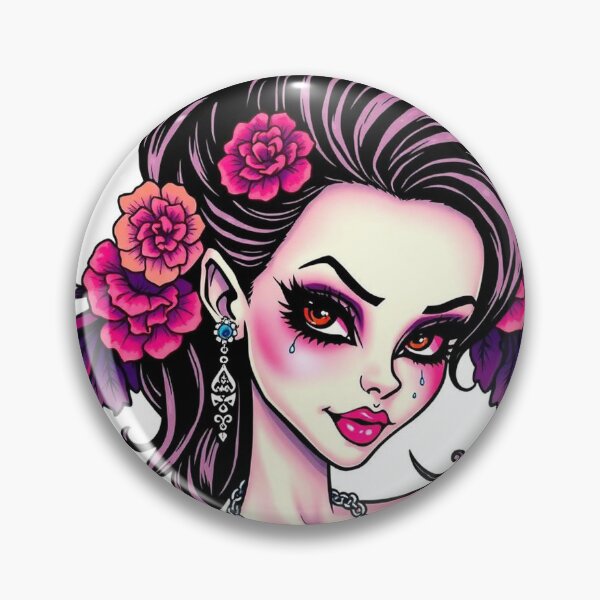 Item preview,  Tattooed Goth Girl beautiful pinup poster art designed and sold by Vintage Designs +.