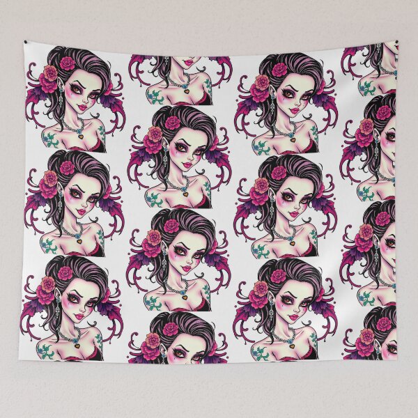 Item preview,  Tattooed Goth Girl beautiful pinup poster art designed and sold by Vintage Designs +.